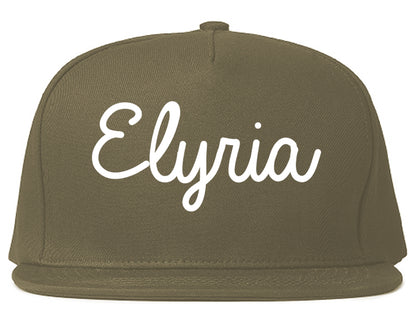 Elyria Ohio OH Script Mens Snapback Hat Grey