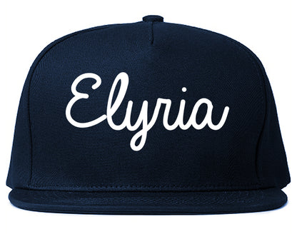 Elyria Ohio OH Script Mens Snapback Hat Navy Blue