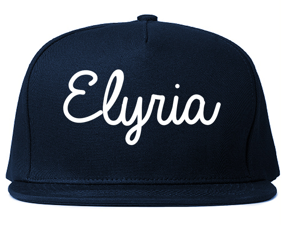 Elyria Ohio OH Script Mens Snapback Hat Navy Blue