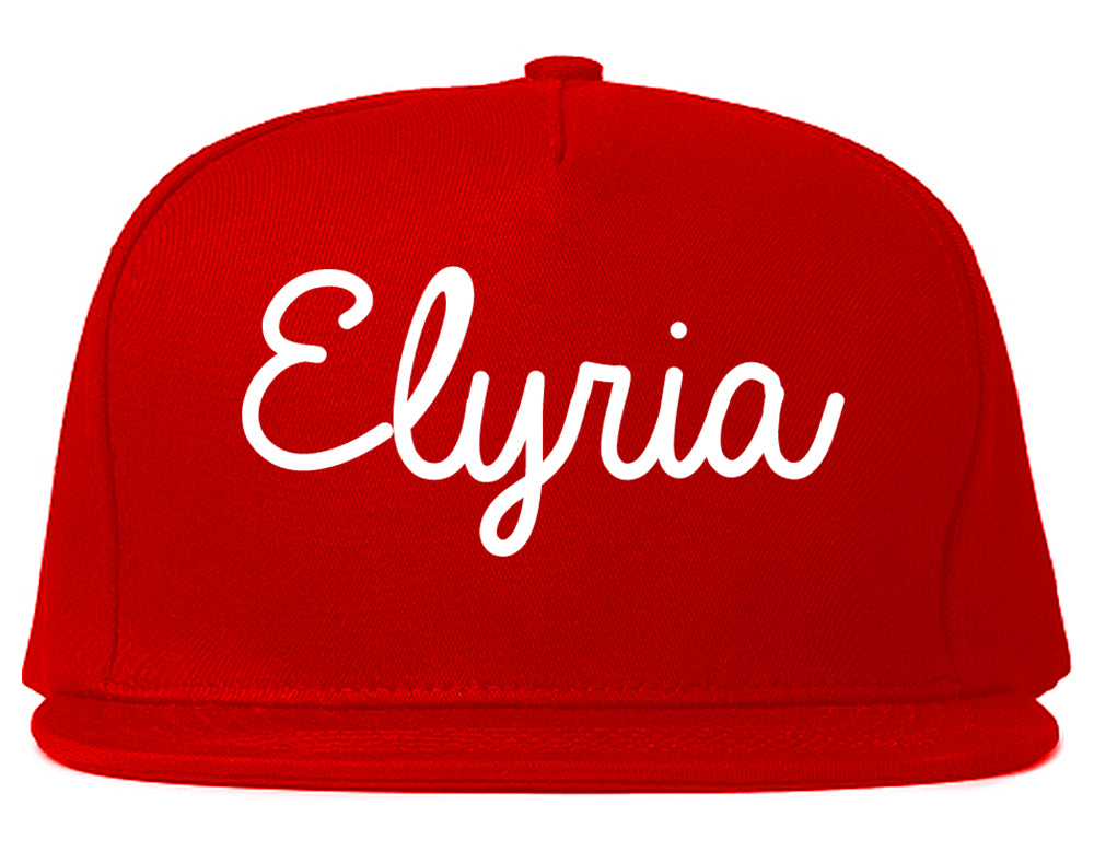 Elyria Ohio OH Script Mens Snapback Hat Red