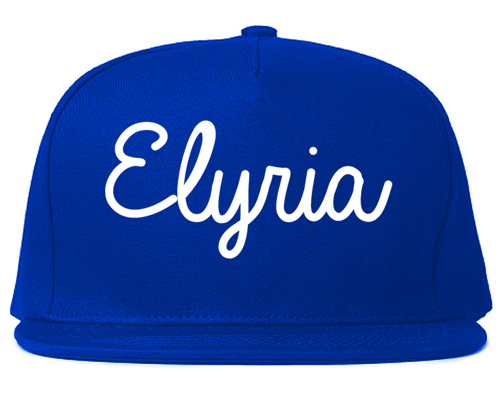 Elyria Ohio OH Script Mens Snapback Hat Royal Blue