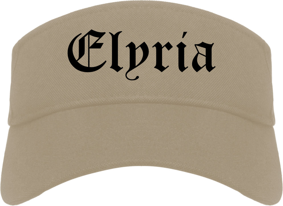 Elyria Ohio OH Old English Mens Visor Cap Hat Khaki