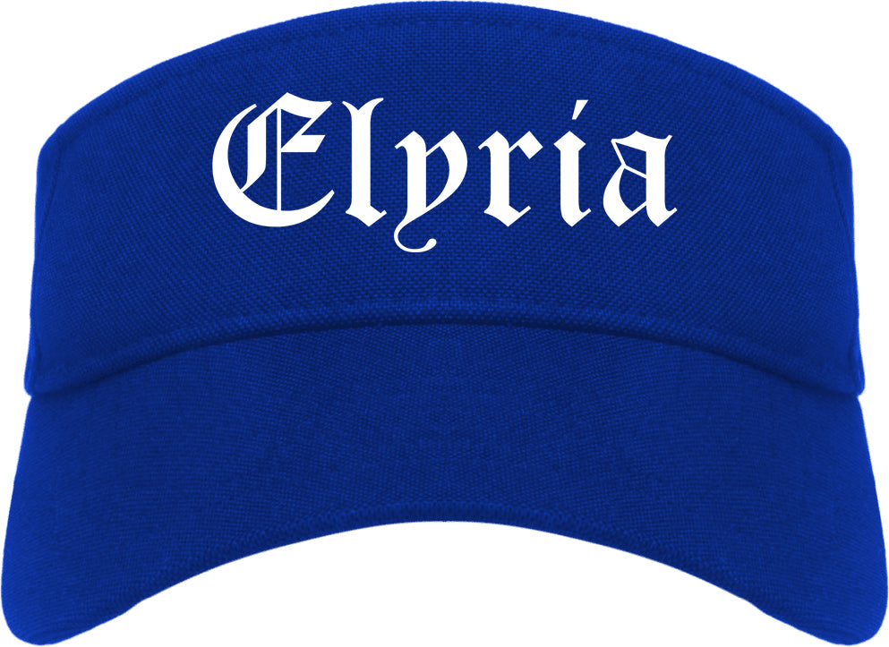 Elyria Ohio OH Old English Mens Visor Cap Hat Royal Blue