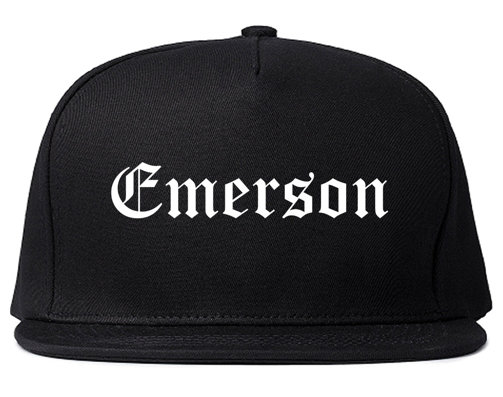 Emerson New Jersey NJ Old English Mens Snapback Hat Black