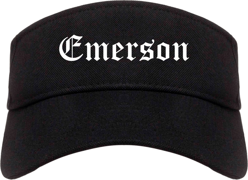 Emerson New Jersey NJ Old English Mens Visor Cap Hat Black