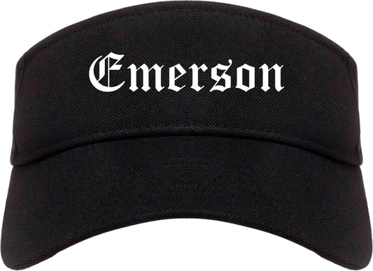 Emerson New Jersey NJ Old English Mens Visor Cap Hat Black