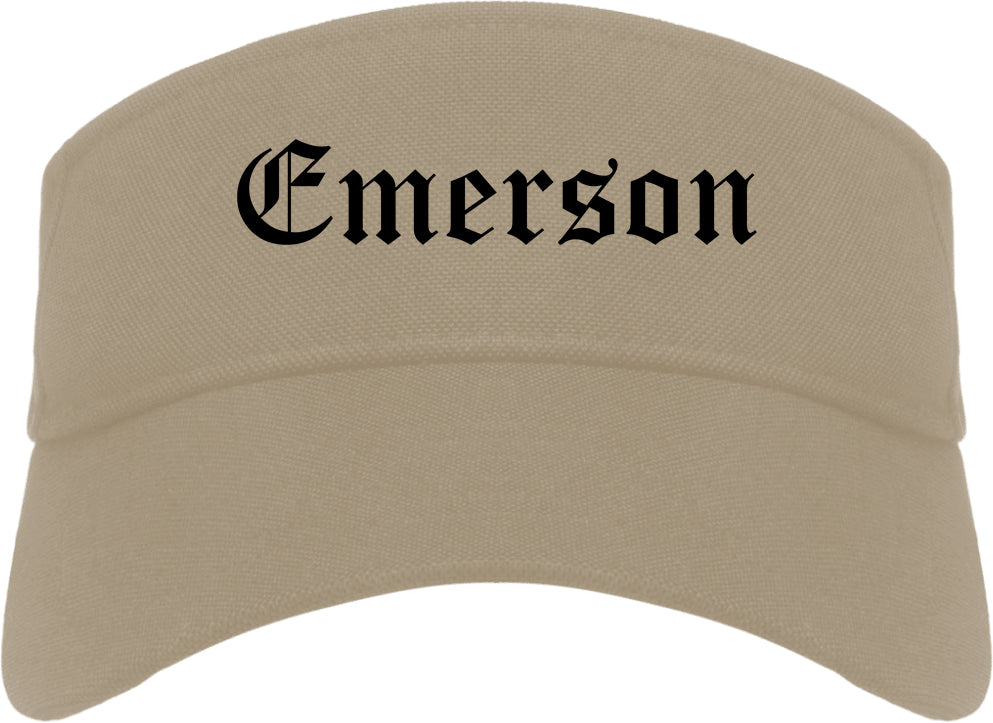 Emerson New Jersey NJ Old English Mens Visor Cap Hat Khaki