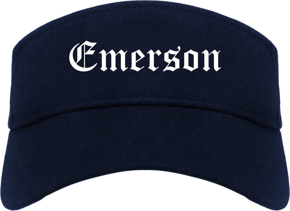 Emerson New Jersey NJ Old English Mens Visor Cap Hat Navy Blue