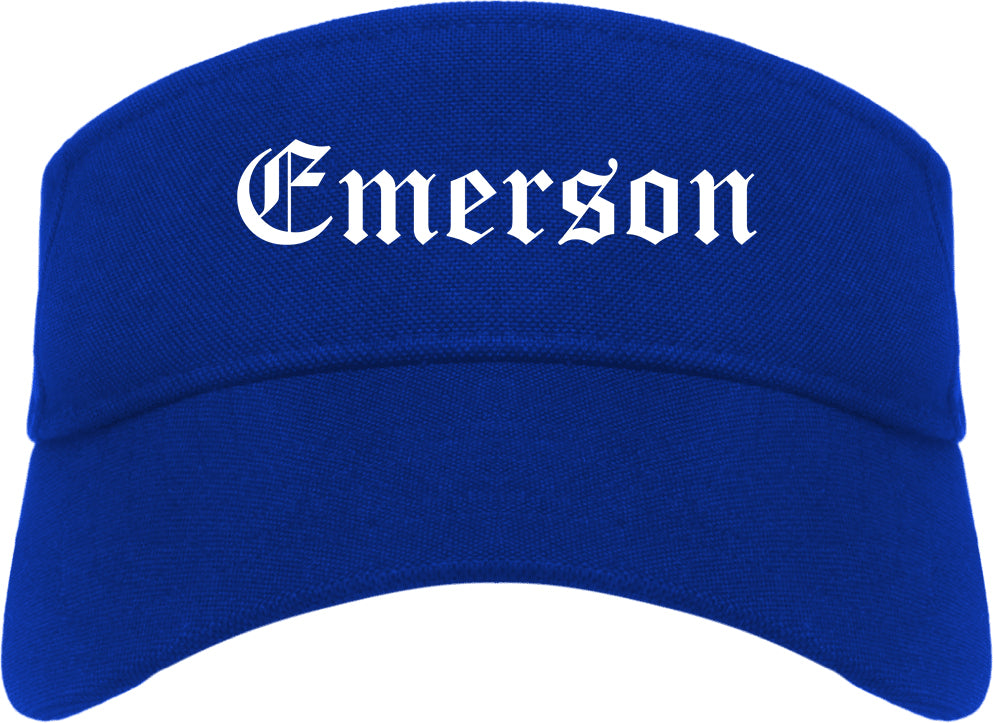 Emerson New Jersey NJ Old English Mens Visor Cap Hat Royal Blue