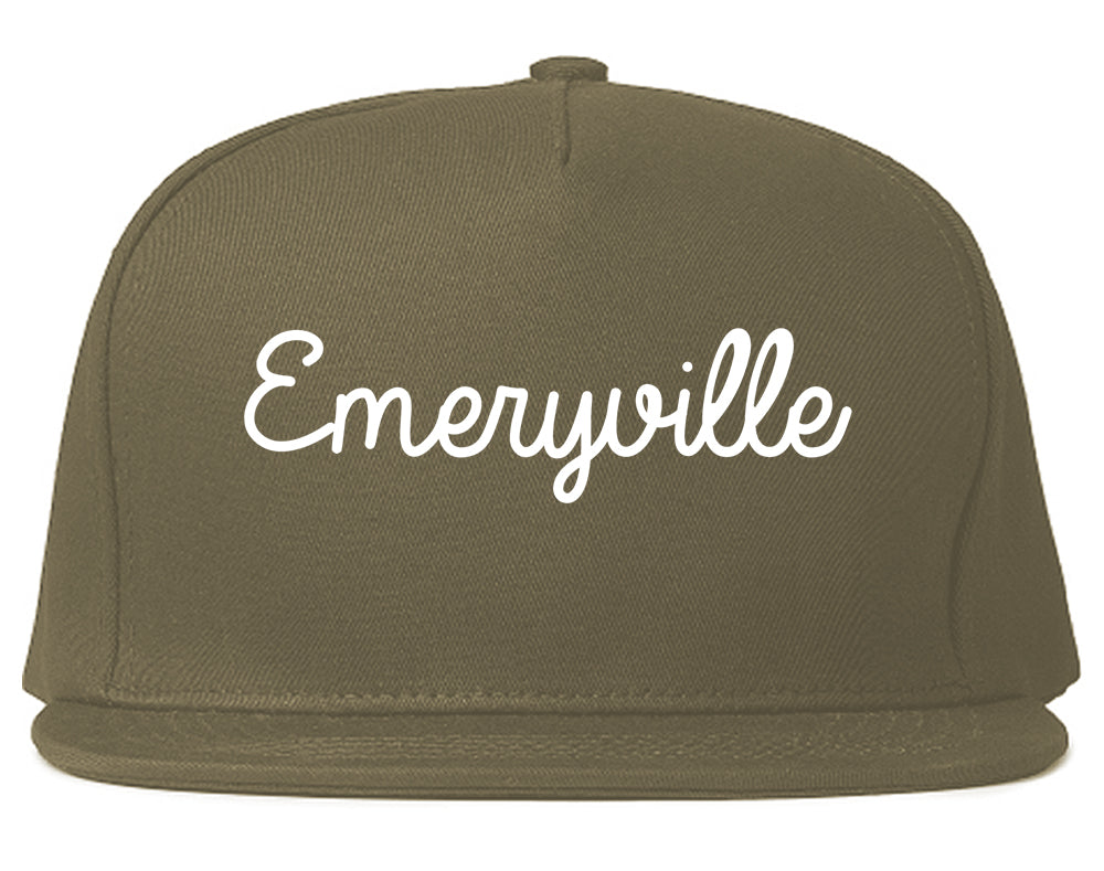Emeryville California CA Script Mens Snapback Hat Grey