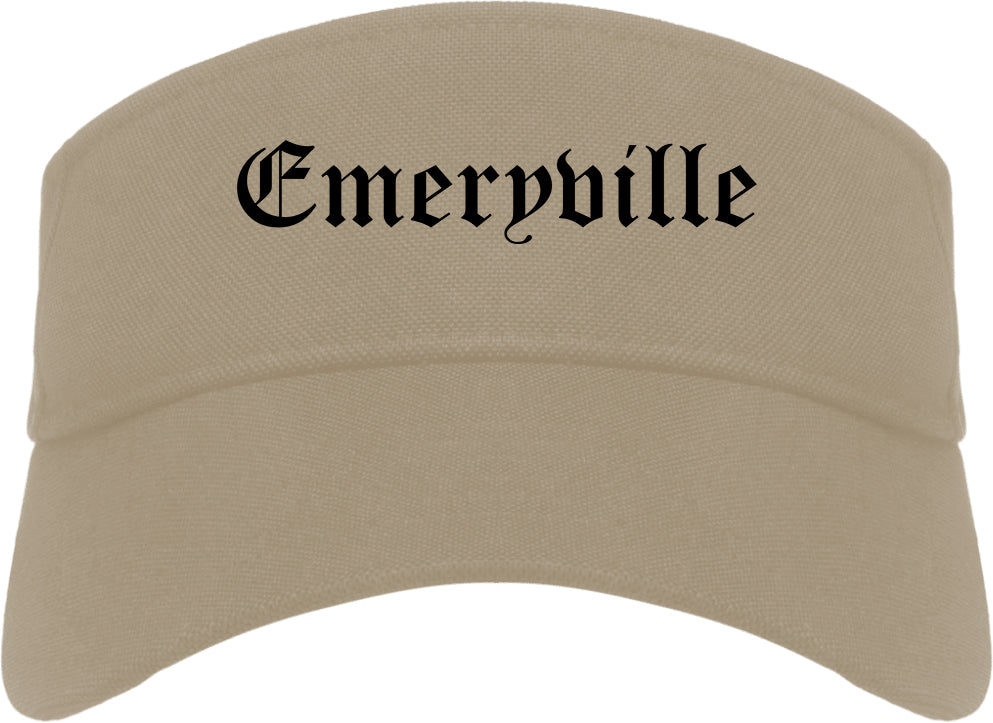 Emeryville California CA Old English Mens Visor Cap Hat Khaki