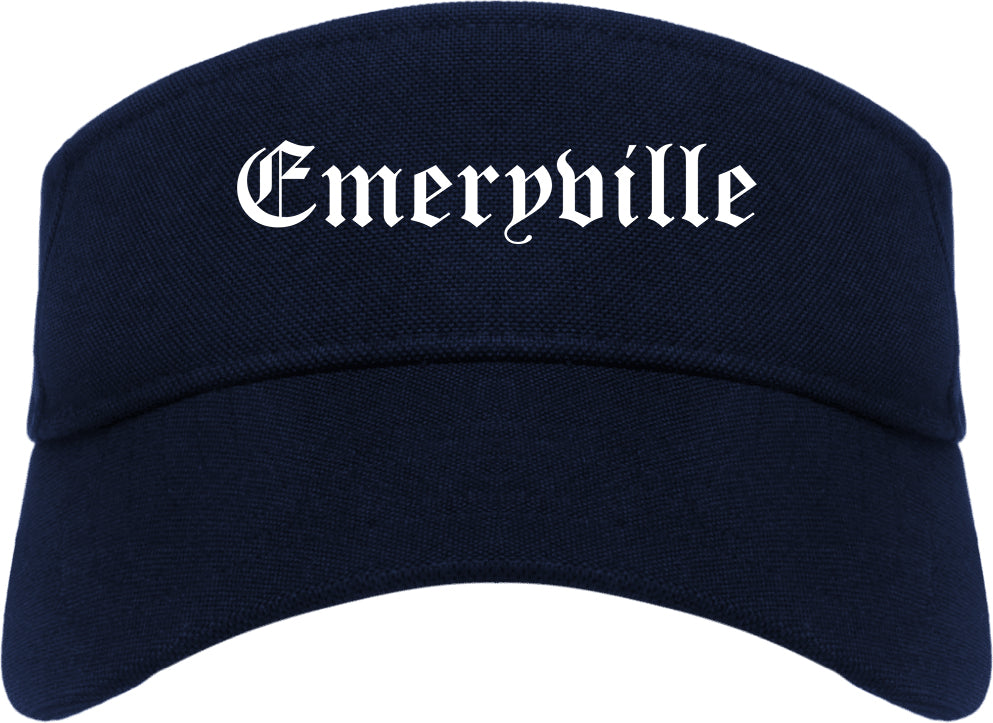 Emeryville California CA Old English Mens Visor Cap Hat Navy Blue