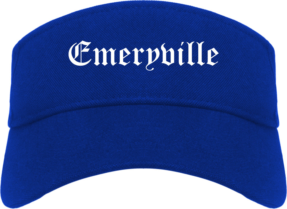 Emeryville California CA Old English Mens Visor Cap Hat Royal Blue