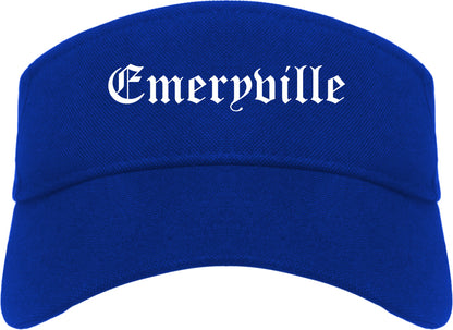Emeryville California CA Old English Mens Visor Cap Hat Royal Blue