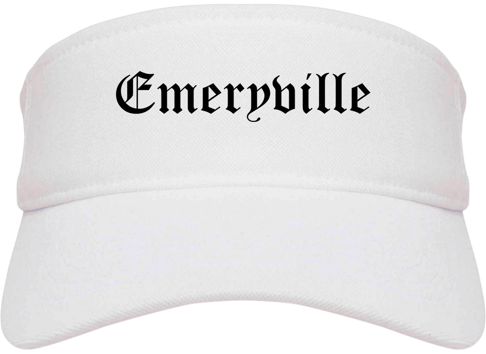 Emeryville California CA Old English Mens Visor Cap Hat White
