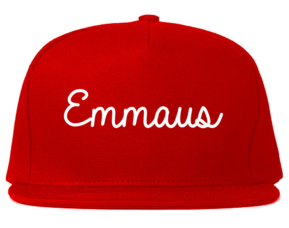 Emmaus Pennsylvania PA Script Mens Snapback Hat Red