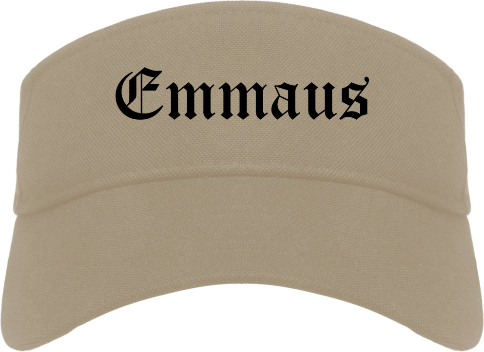 Emmaus Pennsylvania PA Old English Mens Visor Cap Hat Khaki