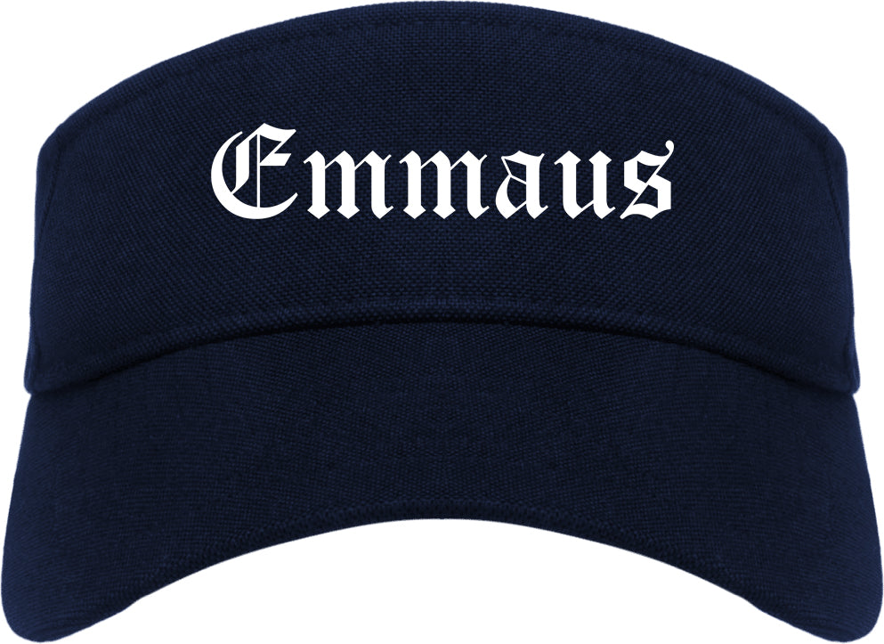 Emmaus Pennsylvania PA Old English Mens Visor Cap Hat Navy Blue