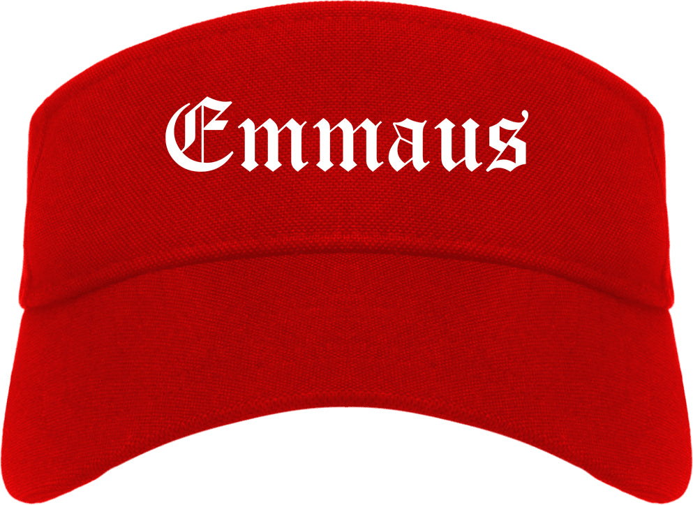 Emmaus Pennsylvania PA Old English Mens Visor Cap Hat Red
