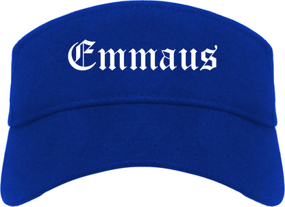 Emmaus Pennsylvania PA Old English Mens Visor Cap Hat Royal Blue