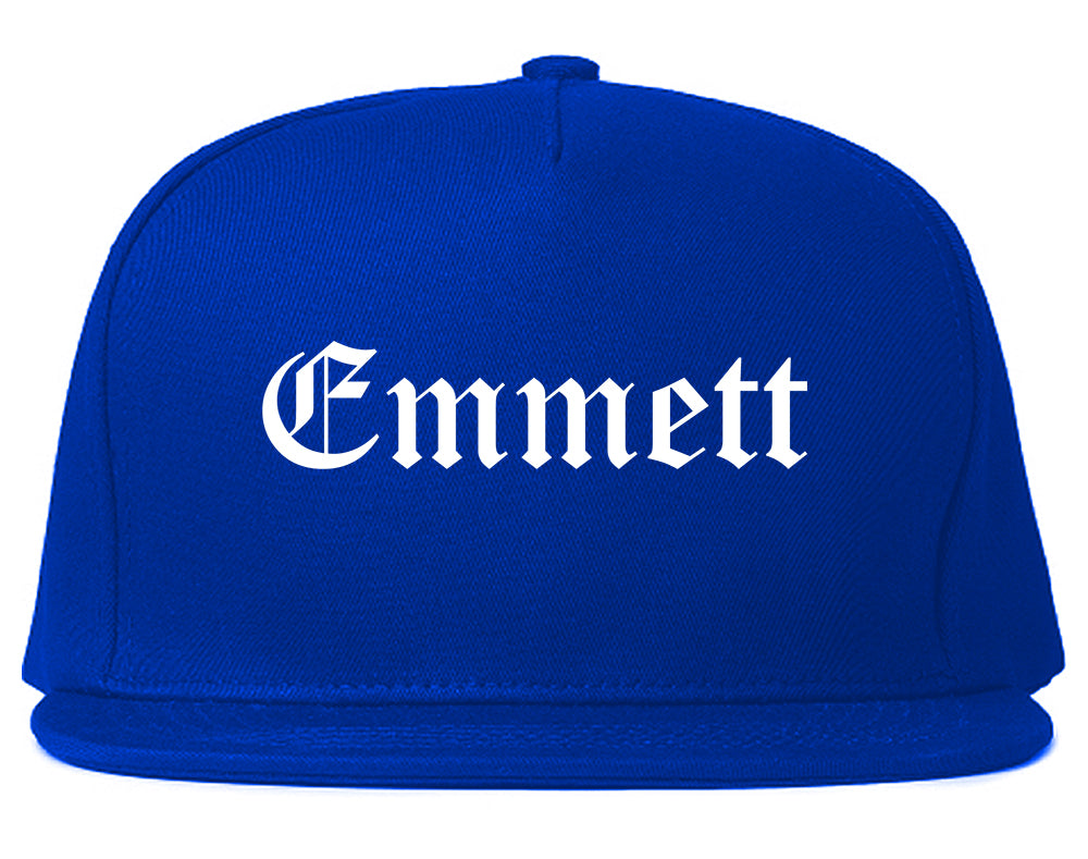 Emmett Idaho ID Old English Mens Snapback Hat Royal Blue