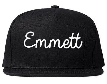 Emmett Idaho ID Script Mens Snapback Hat Black