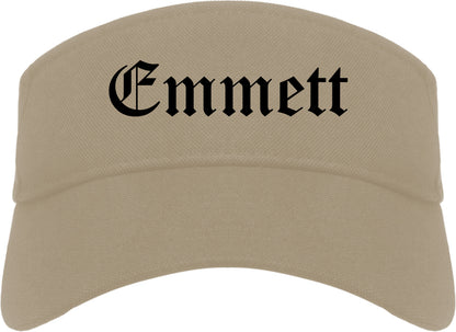 Emmett Idaho ID Old English Mens Visor Cap Hat Khaki
