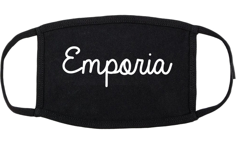 Emporia Kansas KS Script Cotton Face Mask Black