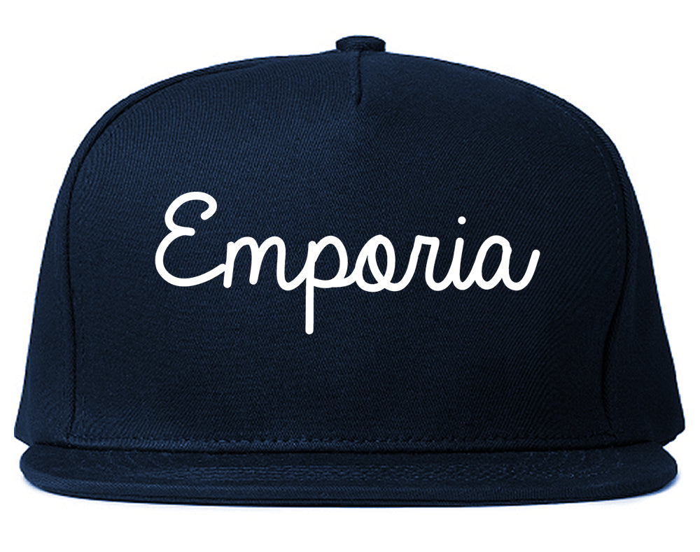 Emporia Kansas KS Script Mens Snapback Hat Navy Blue