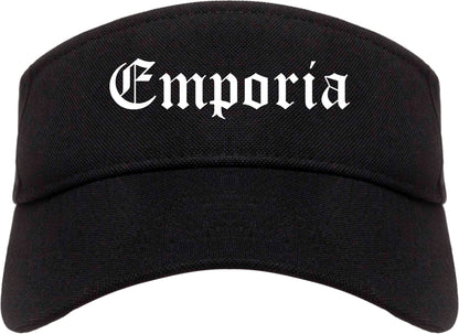 Emporia Kansas KS Old English Mens Visor Cap Hat Black