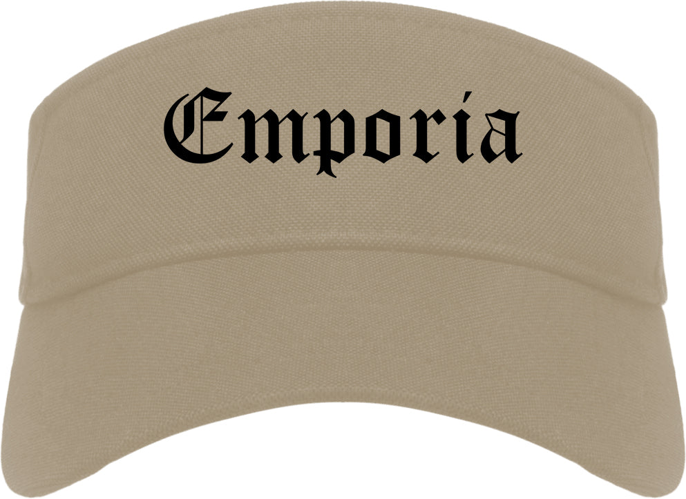 Emporia Kansas KS Old English Mens Visor Cap Hat Khaki