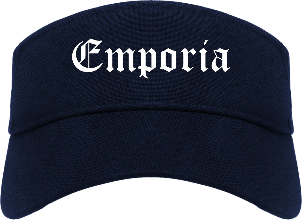 Emporia Kansas KS Old English Mens Visor Cap Hat Navy Blue