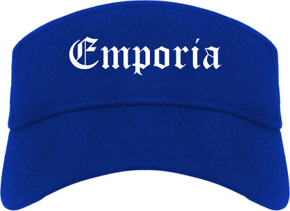 Emporia Kansas KS Old English Mens Visor Cap Hat Royal Blue