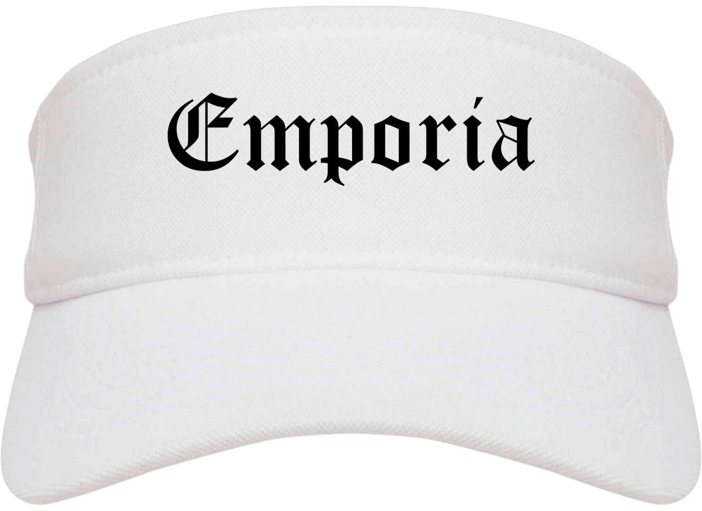 Emporia Kansas KS Old English Mens Visor Cap Hat White