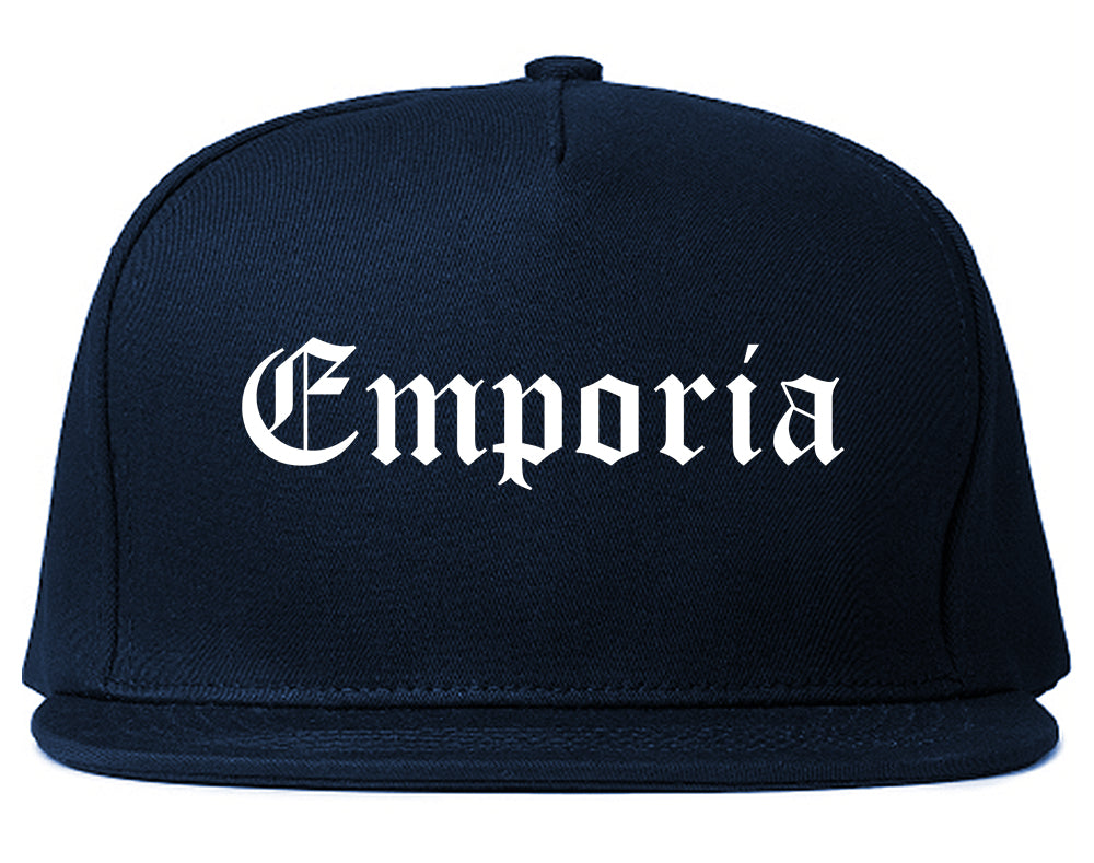 Emporia Virginia VA Old English Mens Snapback Hat Navy Blue