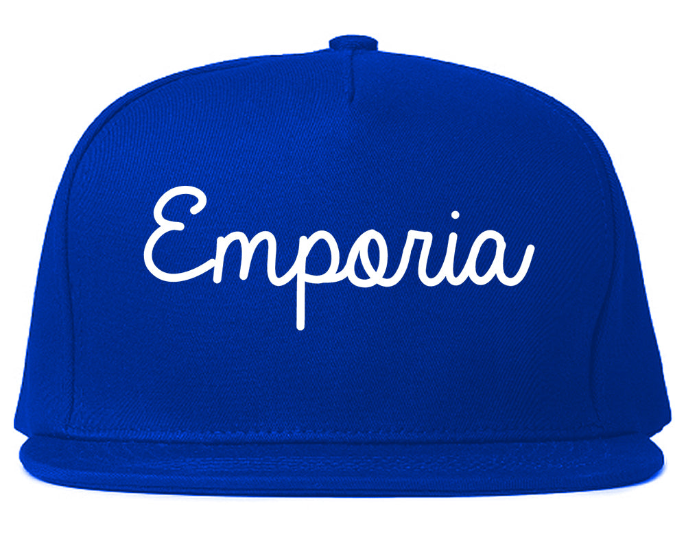 Emporia Virginia VA Script Mens Snapback Hat Royal Blue