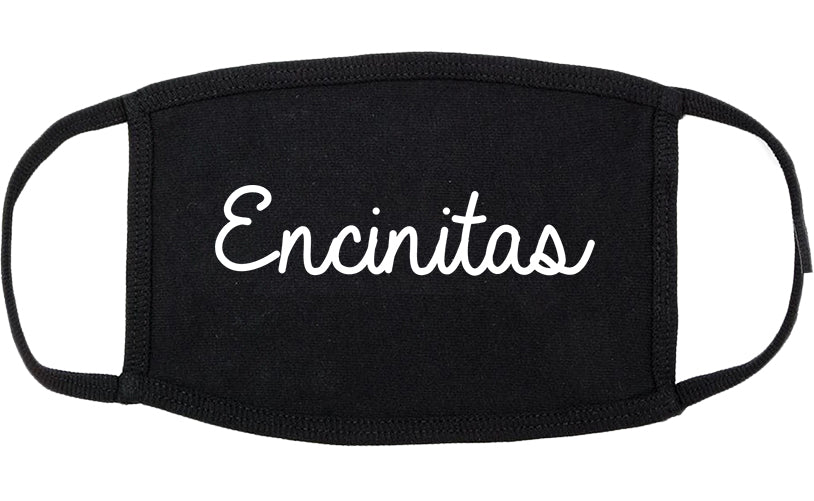 Encinitas California CA Script Cotton Face Mask Black
