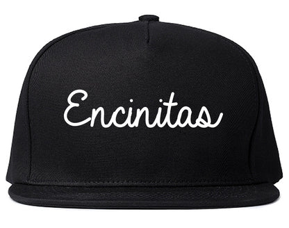 Encinitas California CA Script Mens Snapback Hat Black