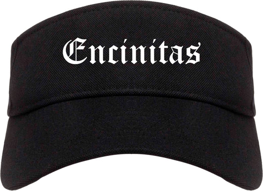 Encinitas California CA Old English Mens Visor Cap Hat Black
