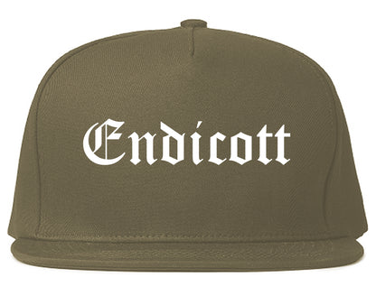 Endicott New York NY Old English Mens Snapback Hat Grey