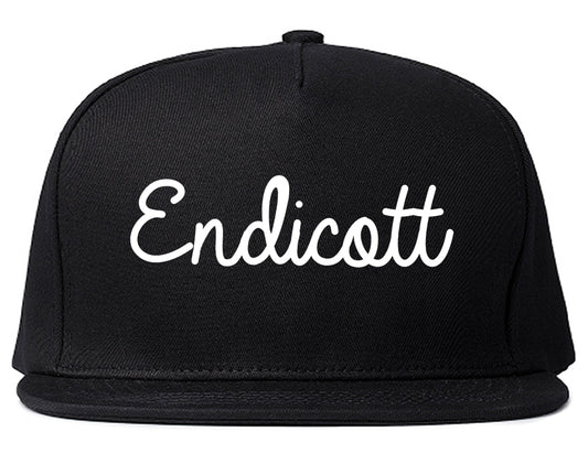 Endicott New York NY Script Mens Snapback Hat Black