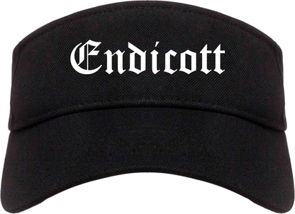 Endicott New York NY Old English Mens Visor Cap Hat Black