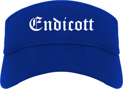 Endicott New York NY Old English Mens Visor Cap Hat Royal Blue