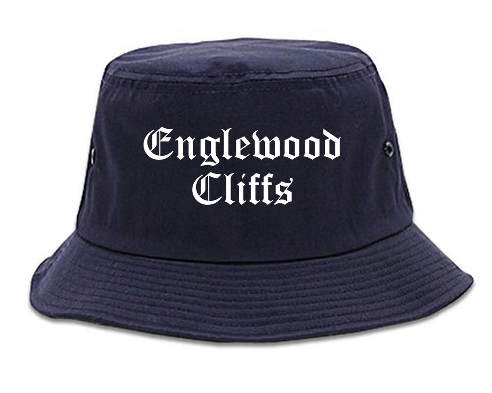 Englewood Cliffs New Jersey NJ Old English Mens Bucket Hat Navy Blue