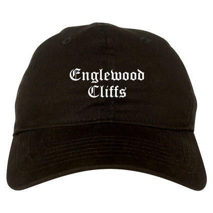 Englewood Cliffs New Jersey NJ Old English Mens Dad Hat Baseball Cap Black