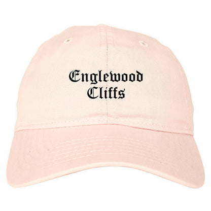 Englewood Cliffs New Jersey NJ Old English Mens Dad Hat Baseball Cap Pink