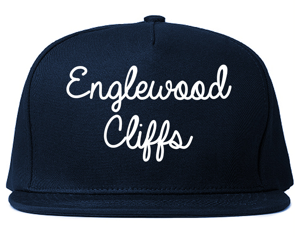 Englewood Cliffs New Jersey NJ Script Mens Snapback Hat Navy Blue