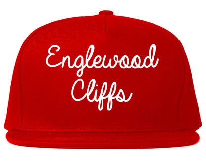 Englewood Cliffs New Jersey NJ Script Mens Snapback Hat Red