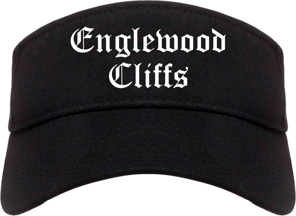Englewood Cliffs New Jersey NJ Old English Mens Visor Cap Hat Black