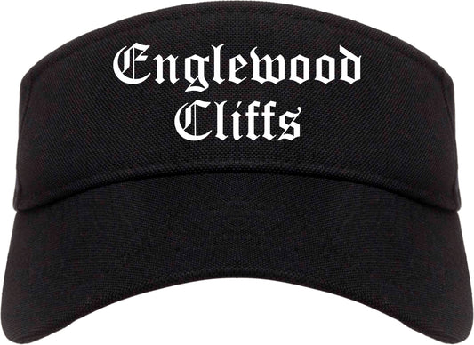 Englewood Cliffs New Jersey NJ Old English Mens Visor Cap Hat Black